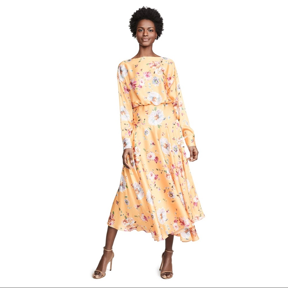 Galvan London Majorelle Cocktail Dress, Sz 36, Yellow Floral NEW